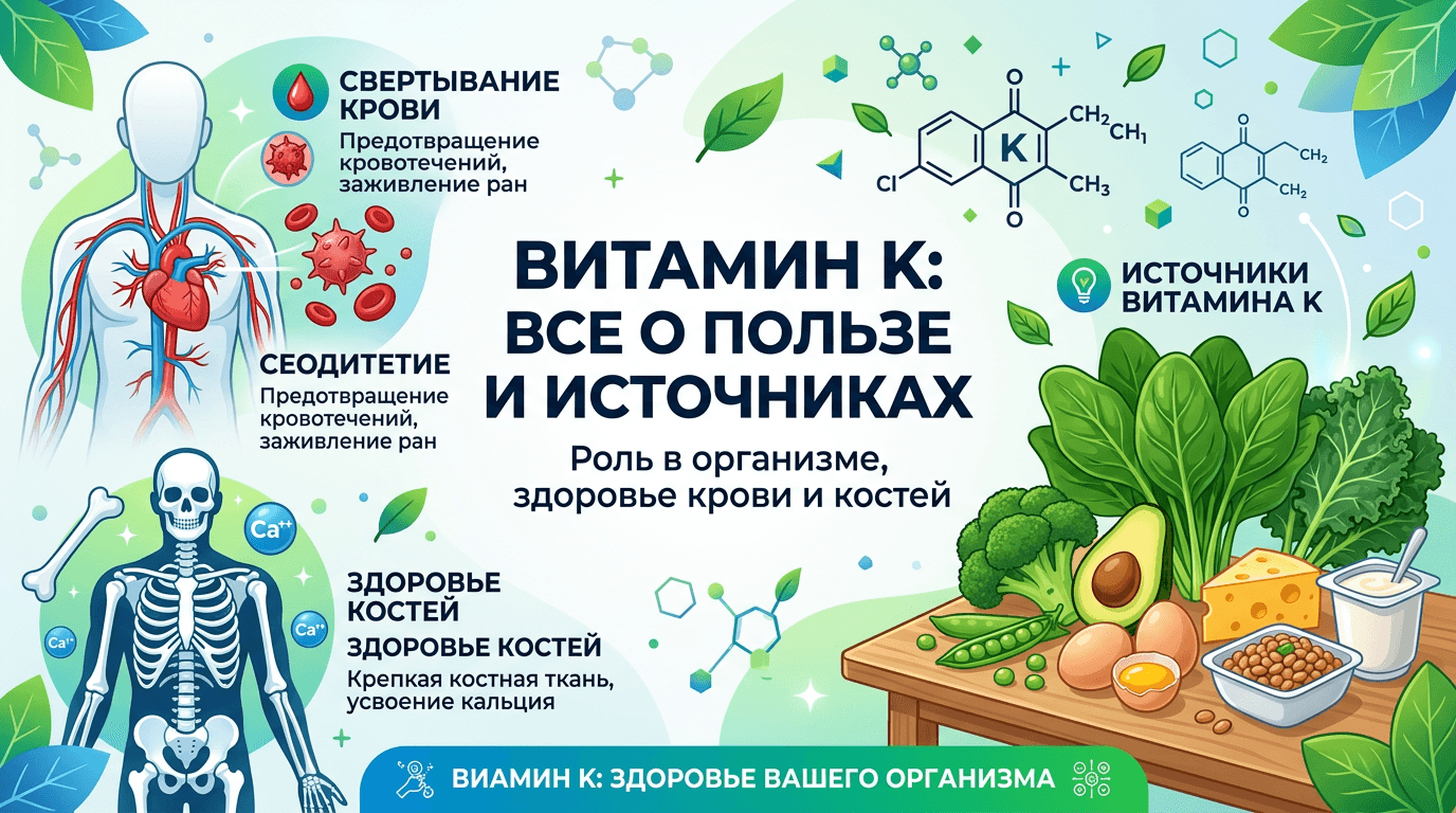 Витамин К: виды, польза и продукты