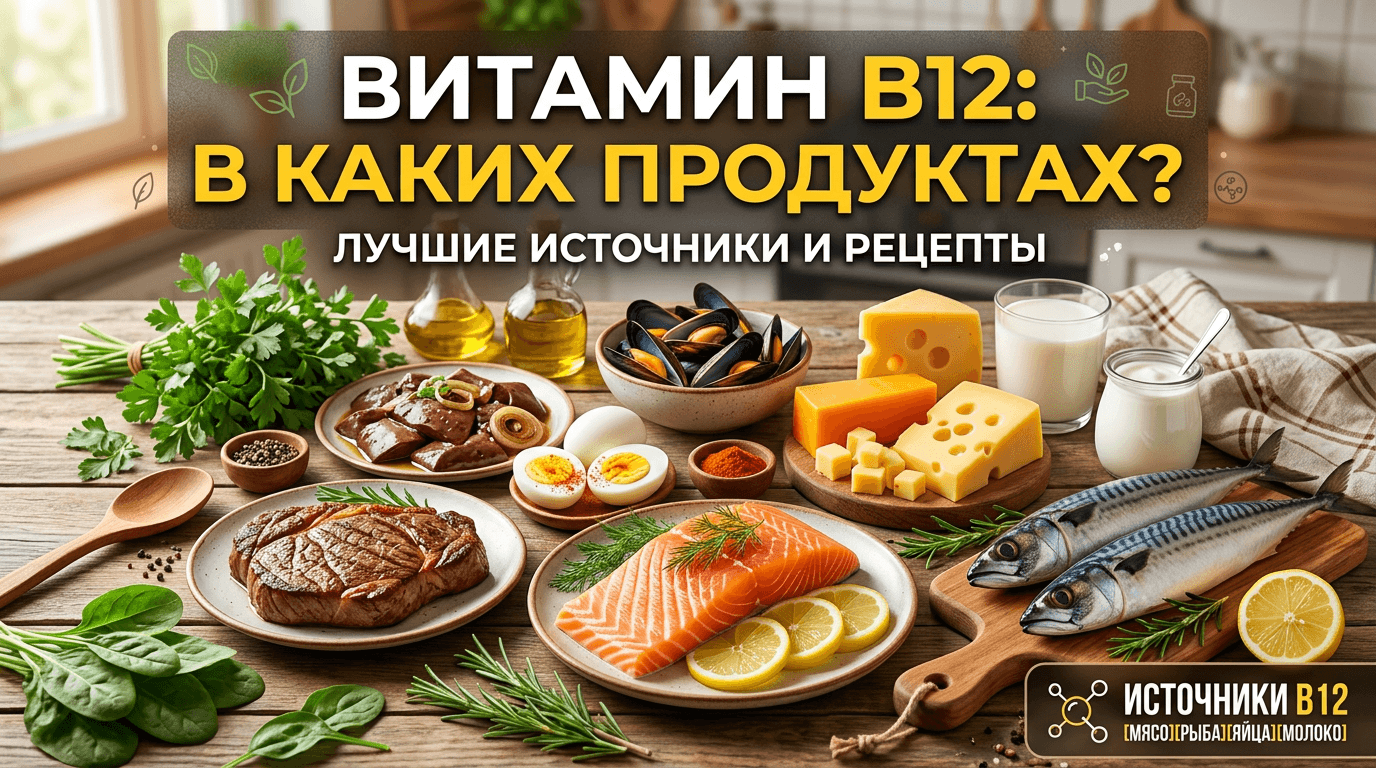 Витамин В12 в продуктах: таблица содержания