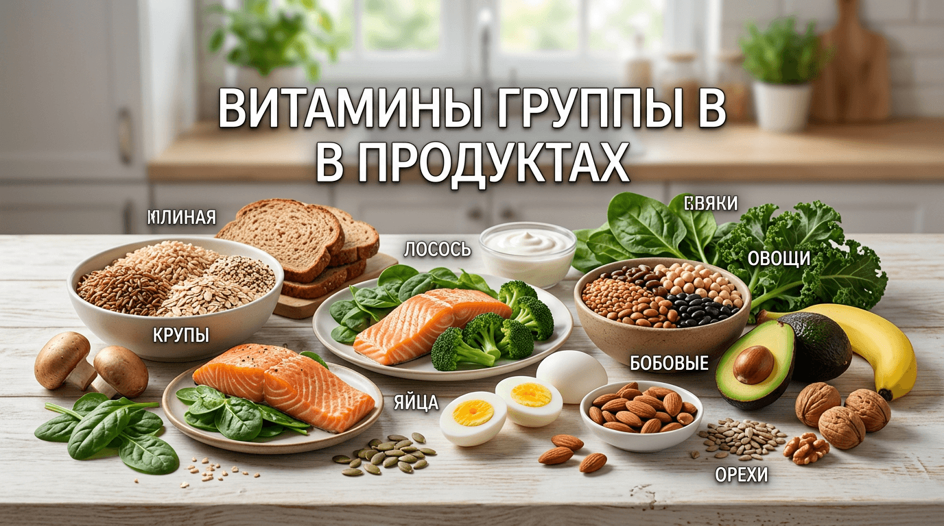 Витамины группы В в продуктах: таблица